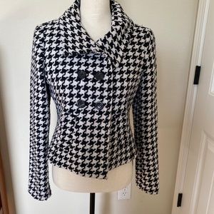 Crop pea coat, houndstooth